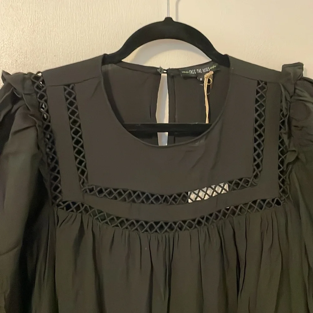 Free the Roses Black Mini Dress - Picture 4 of 9